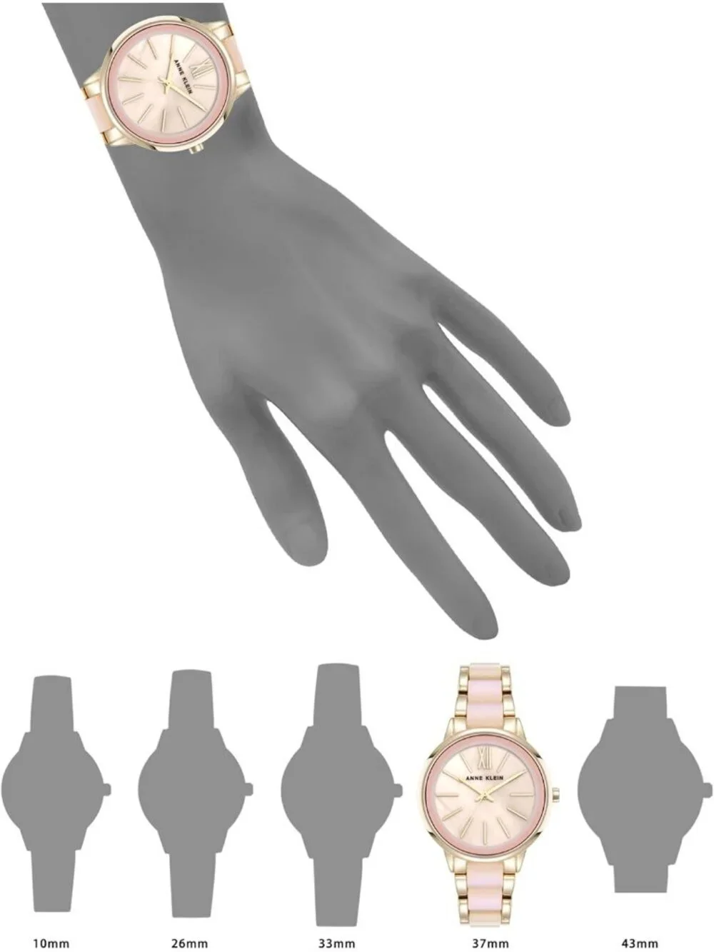 Anne Klein Women's Pink Gold Analog Quartz Fashion Resin Bracelet Luxury Watch